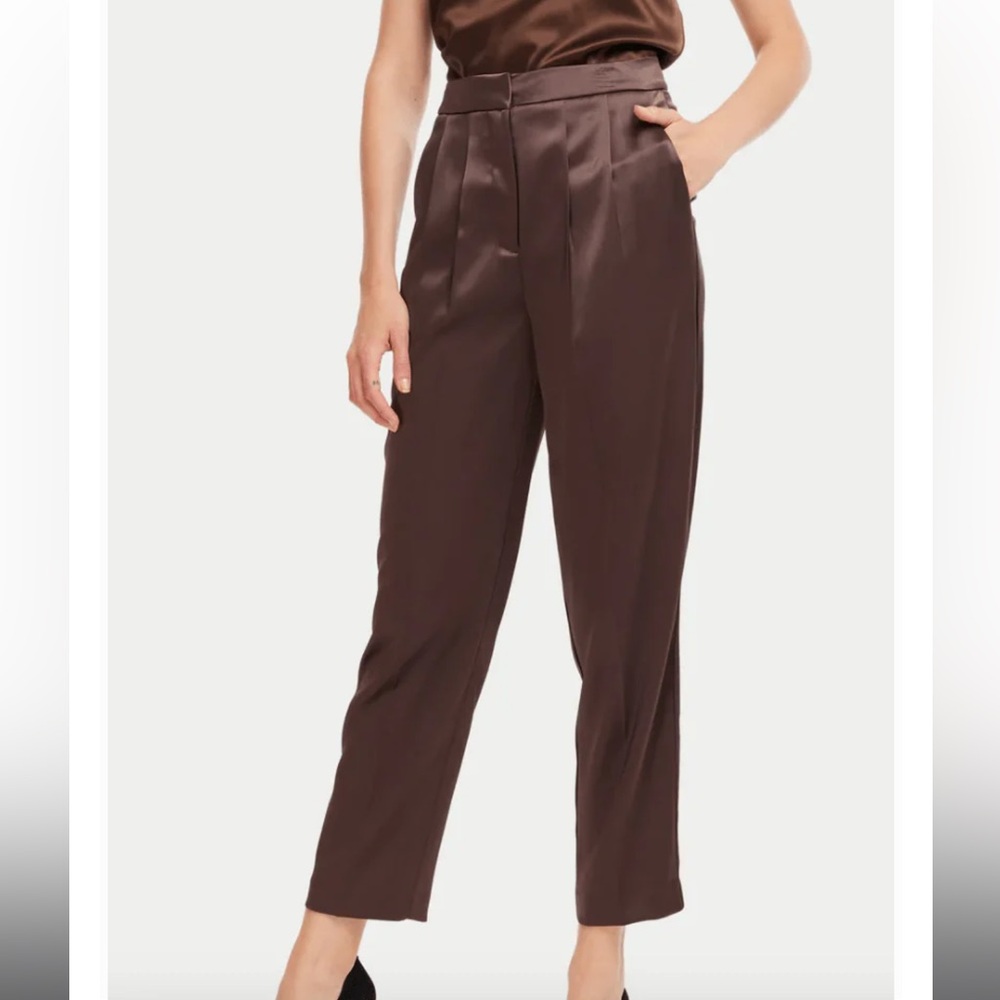 GENERATION LOVE PORTIA SATIN PANTS IN ESPRESSO, NWT